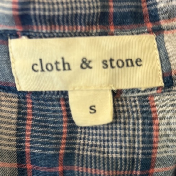 Anthropologie Cloth & Stone Blue Plaid Sleeveless Button Front Shirt Dress - S - Picture 9 of 12